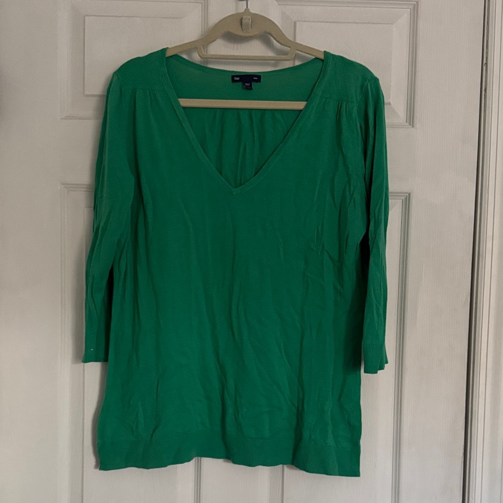 GAP Green V-Neck Women's Top